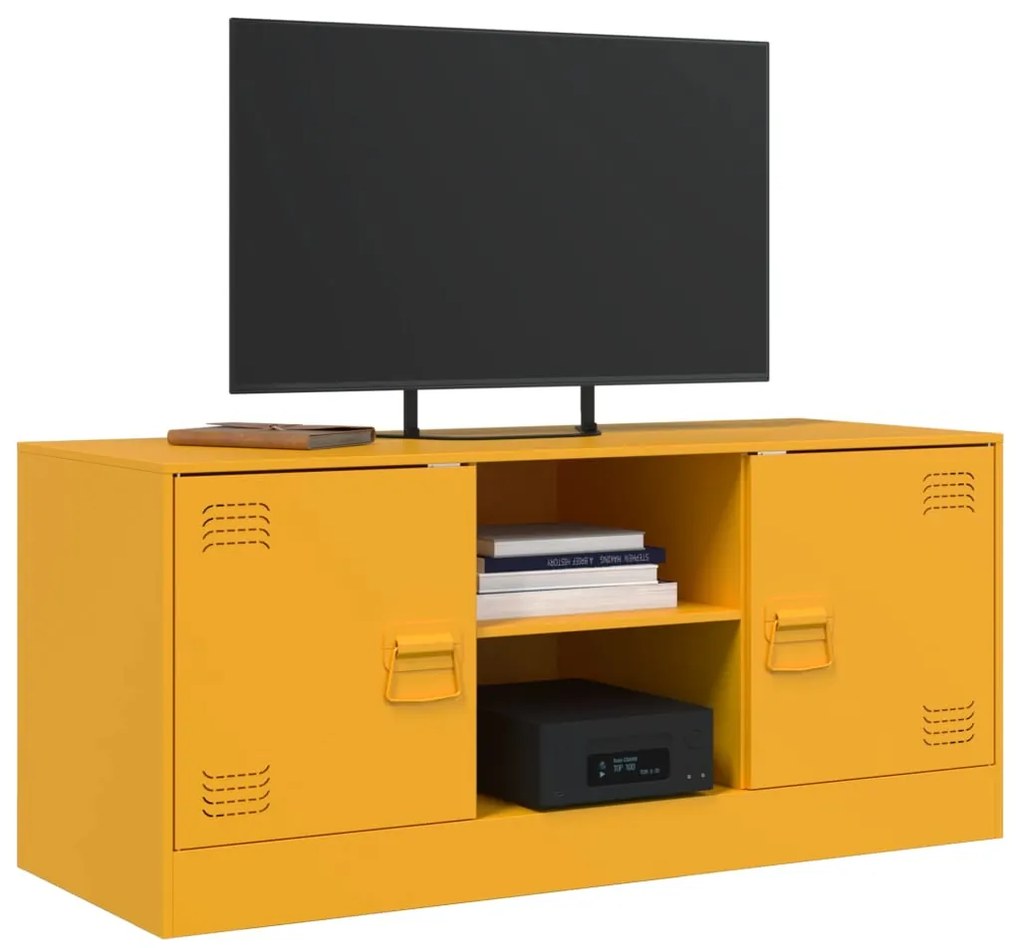 Mobile porta tv giallo senape 99x39x44 cm in acciaio