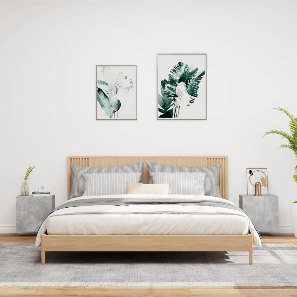 Mobili tv muro 2pz grigio cemento 40,5x30x40 legno multistrato