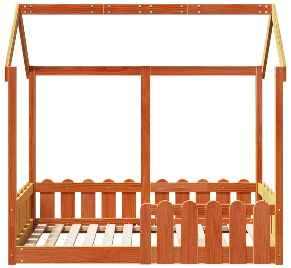 Giroletto casetta bambini marrone cera 70x140 cm massello pino