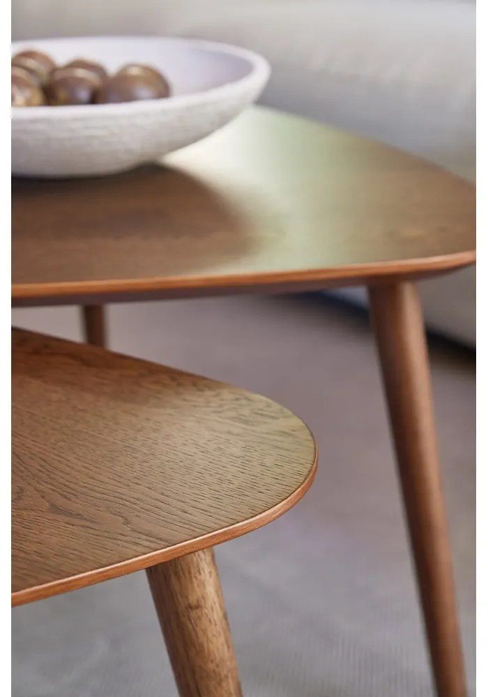 Tavolini marroni in rovere decorato in set di 2 70x100 cm Adda - Unique Furniture