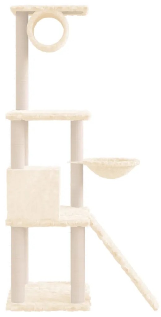 Albero per gatti con tiragraffi in sisal crema 131 cm