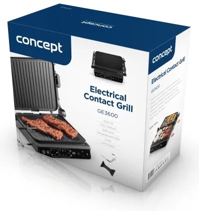 Concept ge3600 - Grill a contatto con sonda temperatura GLASS 2000W/230V nero