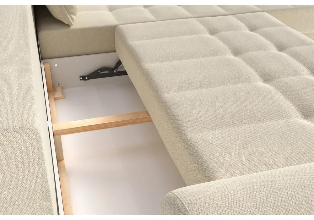 Divano letto angolare crema (penisola a destra) Balitco - Ropez