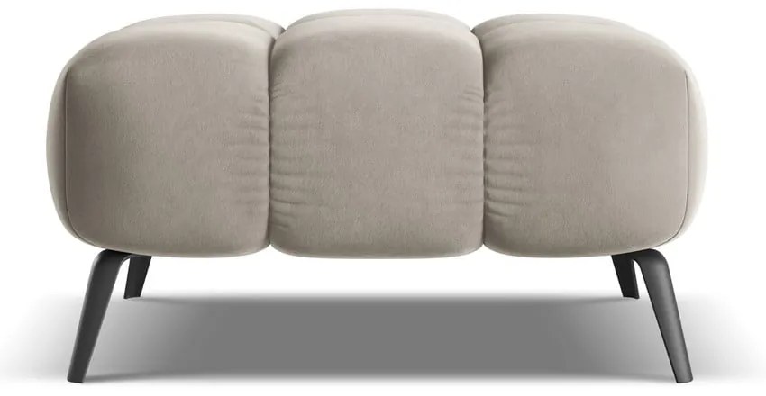 Poggiapiedi beige con rivestimento in velluto Nalu – Makamii