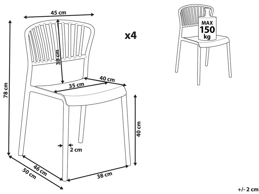 Set di 4 sedie da pranzo nero GELA Beliani