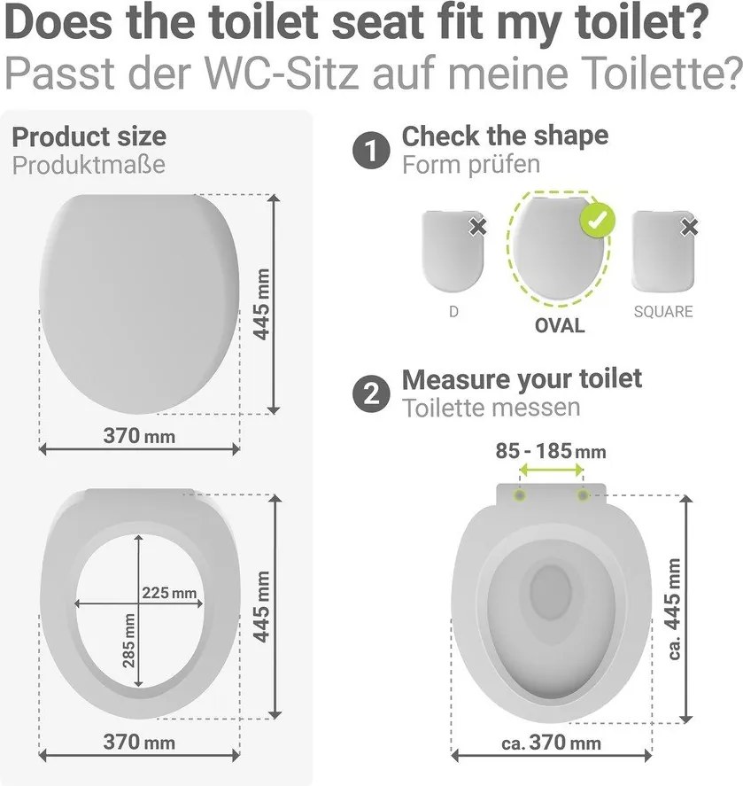 Sedile WC con chiusura Easy-Close (automatica) 37 x 44,5 cm Rieti – Wenko