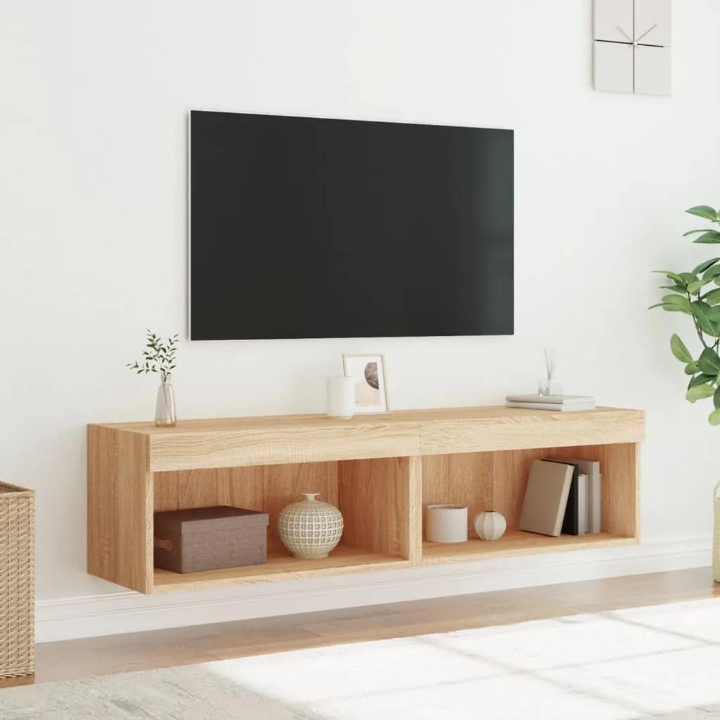 Mobili TV con Luci LED 2pz Rovere Sonoma 60x30x30 cm