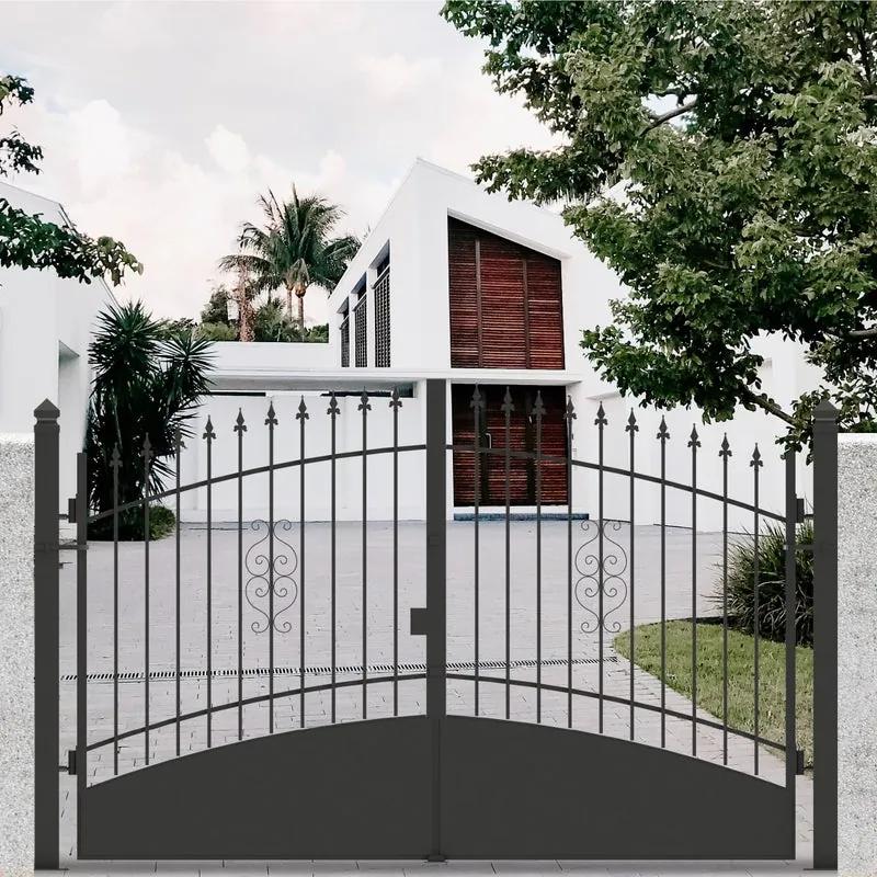 Cancello battente Marmolada in ferro, apertura centrale, L 300 x  H 170 -195 cm, di colore nero