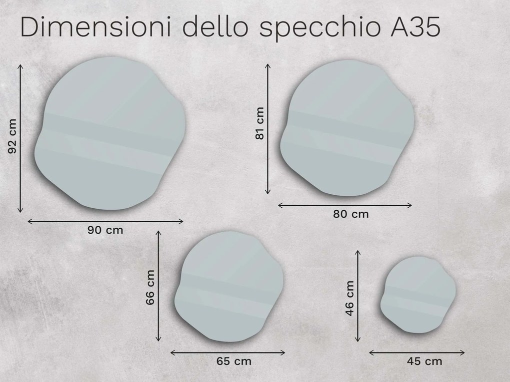 Specchio organico LED con illuminazione A35 45x46