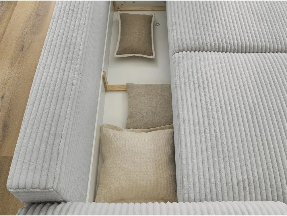 Divano in grigio chiaro allungabile con rivestimento in velluto a coste 257 cm Lucien – Bobochic Paris