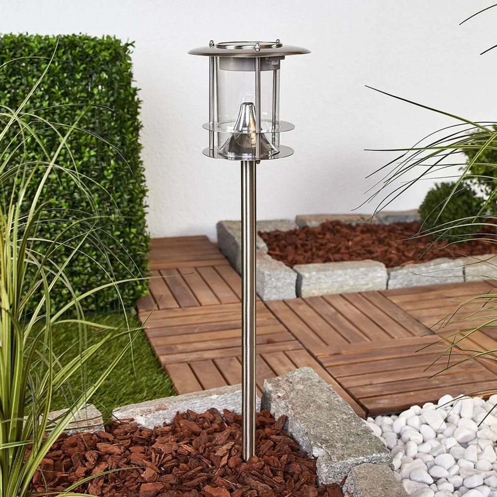 Lindby Sumaya - lampada LED solare in acciaio inossidabile