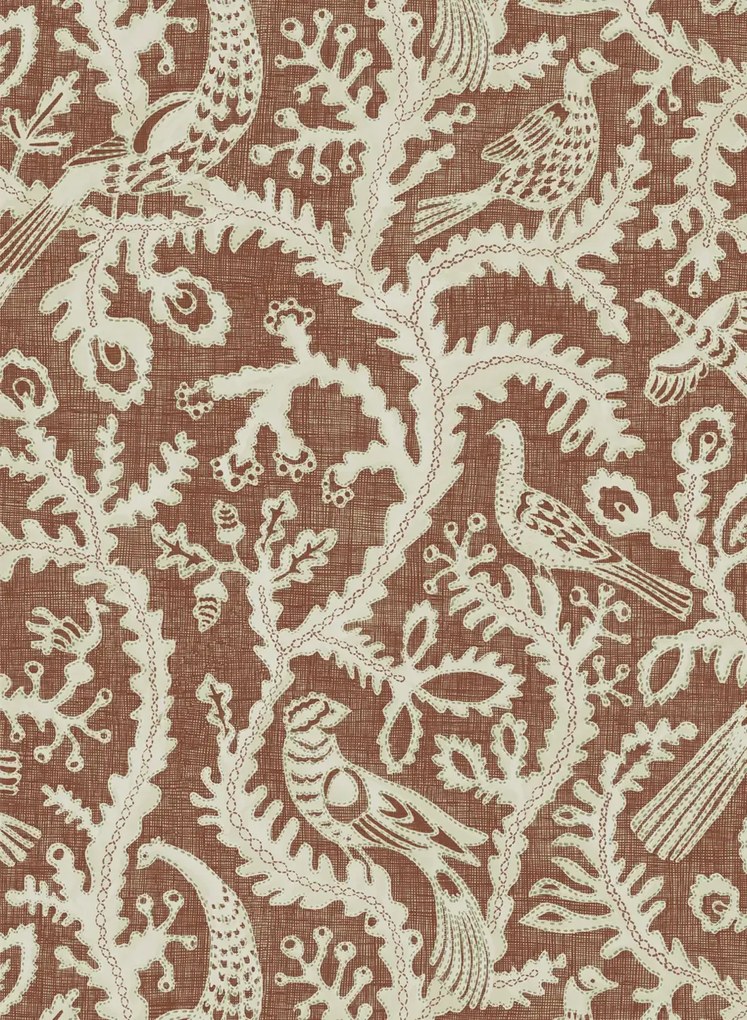 Josephine Munsey Carta da parati Stitched Birds - Red