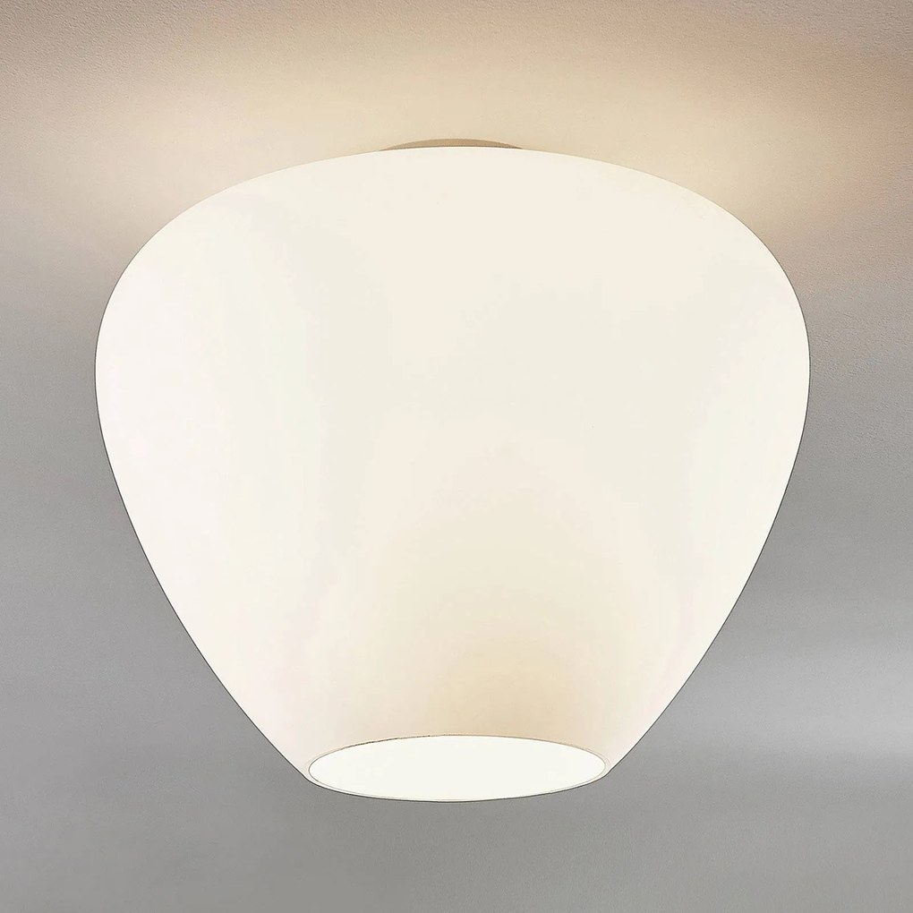 Plafoniera soffitto Bibiane Lindby, dimmerabile, Bianco / Opale, Soggiorno / Sala da pranzo, Vetro, Moderno, Plafoniera