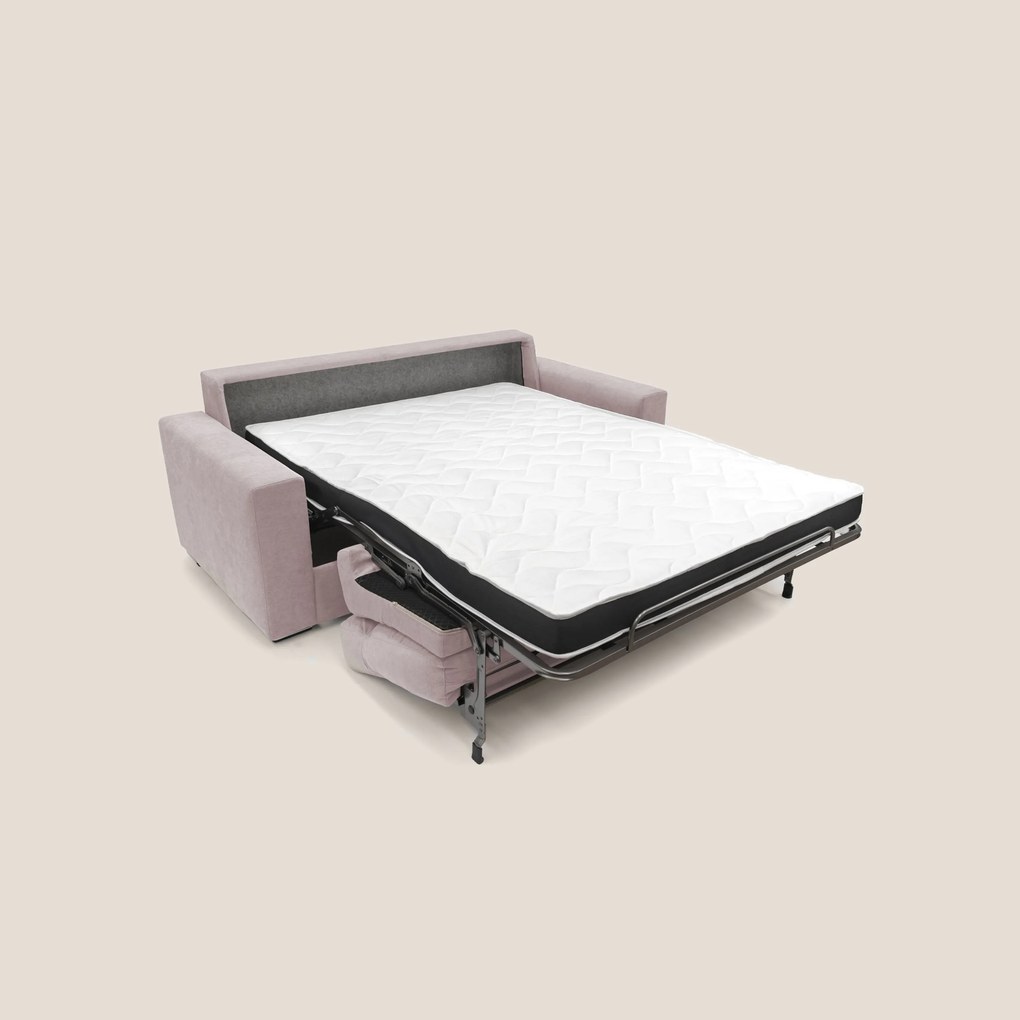 Nikita Divano letto matrimoniale con schienale morbido alto e rivestimento T02 rosa