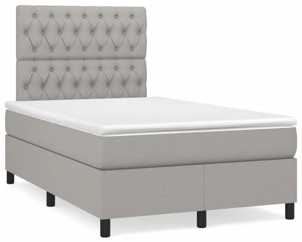 Giroletto A Molle Con Materasso Grigio Chiaro 120x190cm Tessuto /
