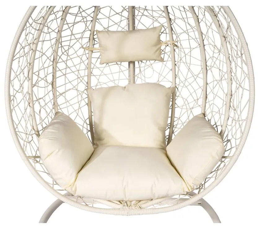 Poltrona sospesa bianco crema in rattan artificiale Noela - Bonami Selection