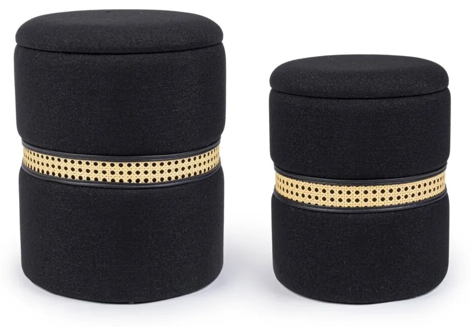 Set di 2 pouf contenitore KARINA nero