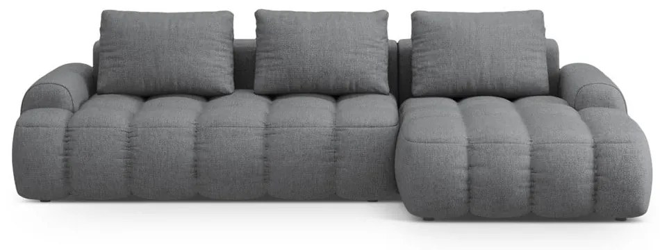 Divano angolare grigio allungabile/con contenitore (con penisola a destra/con chaise lounge) Linz – Cosmopolitan Design