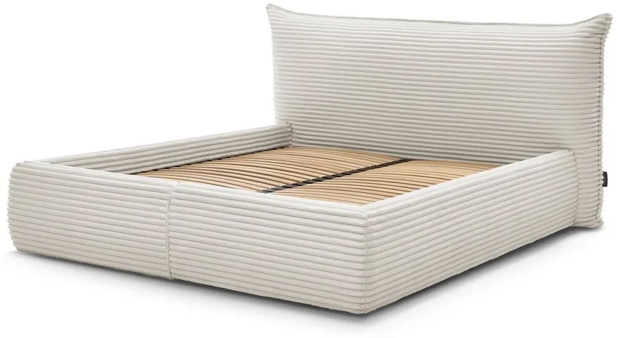 Letto matrimoniale imbottito color crema con contenitore con rete inclusa 160x200 cm Jade – Bobochic Paris