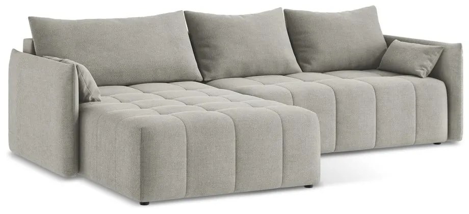 Divano angolare grigio chiaro allungabile/con contenitore (con penisola a sinistra/con chaise lounge) Moku – Makamii