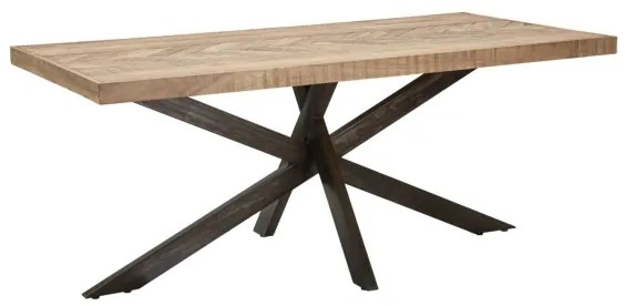 Tavolo Da Pranzo Stile Industrial In Legno Gambe In Ferro Incrociate 180x90x77