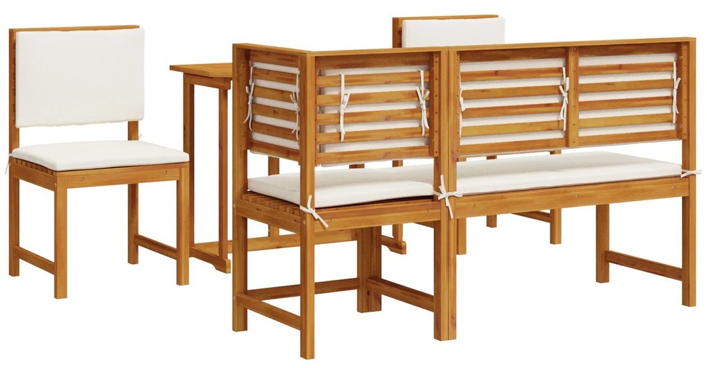 Set da pranzo da giardino in legno massello di acacia 5 pezzi