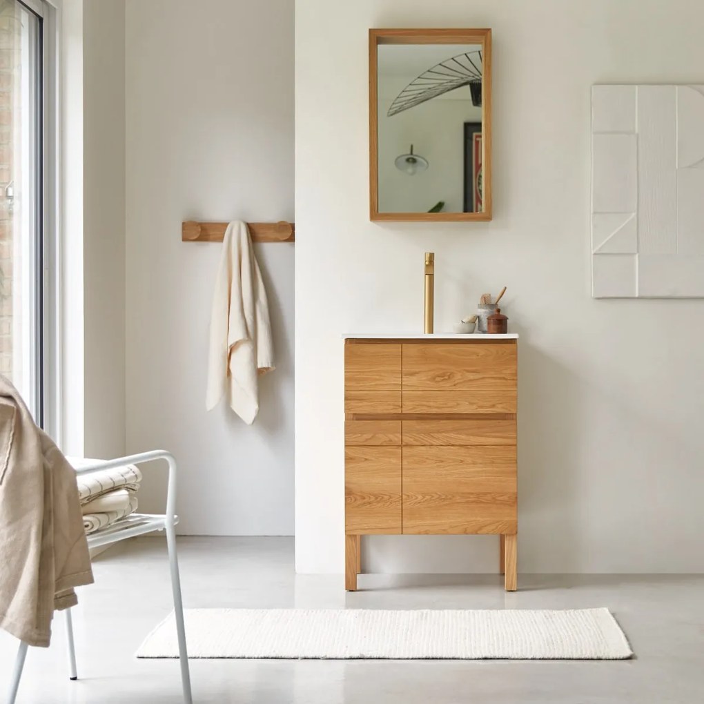 Tikamoon - Mobile per il Bagno in legno di rovere e ceramica 60 Easy