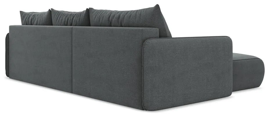 Divano angolare grigio allungabile/con contenitore (con penisola a sinistra) Nanea – Makamii