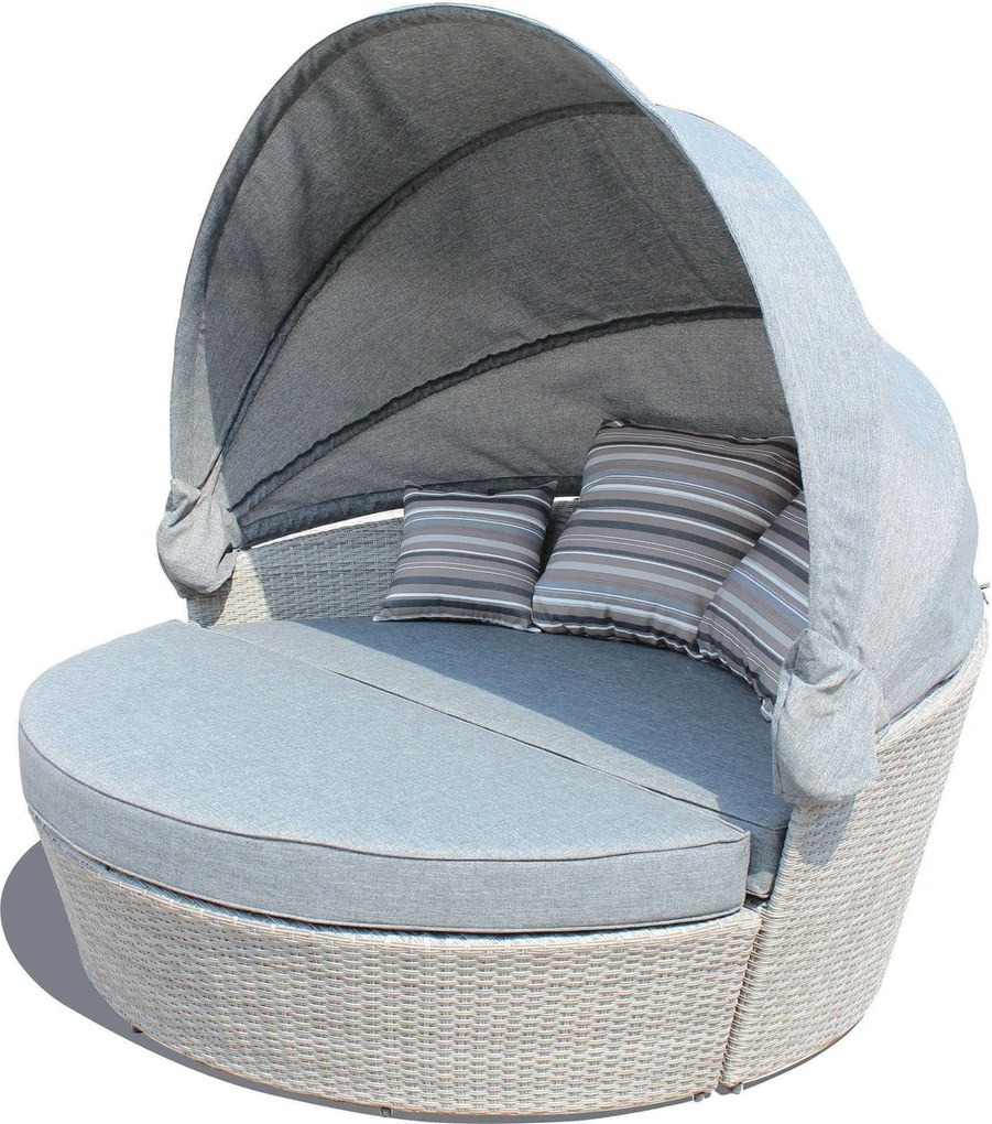 MARS - divano da giardino circolare completo di cuscino intreccio in rattan sintetico