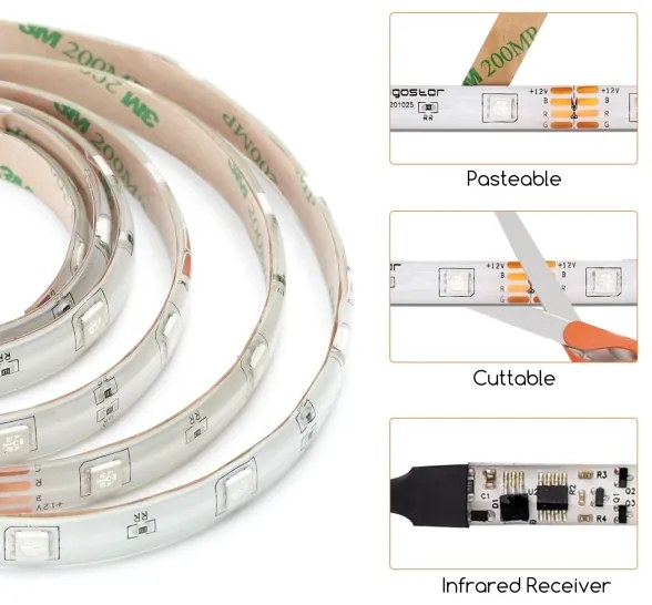 Aigostar - Striscia LED RGB Dimmerabile 3m LED/24W/12/230V IP65 + TC