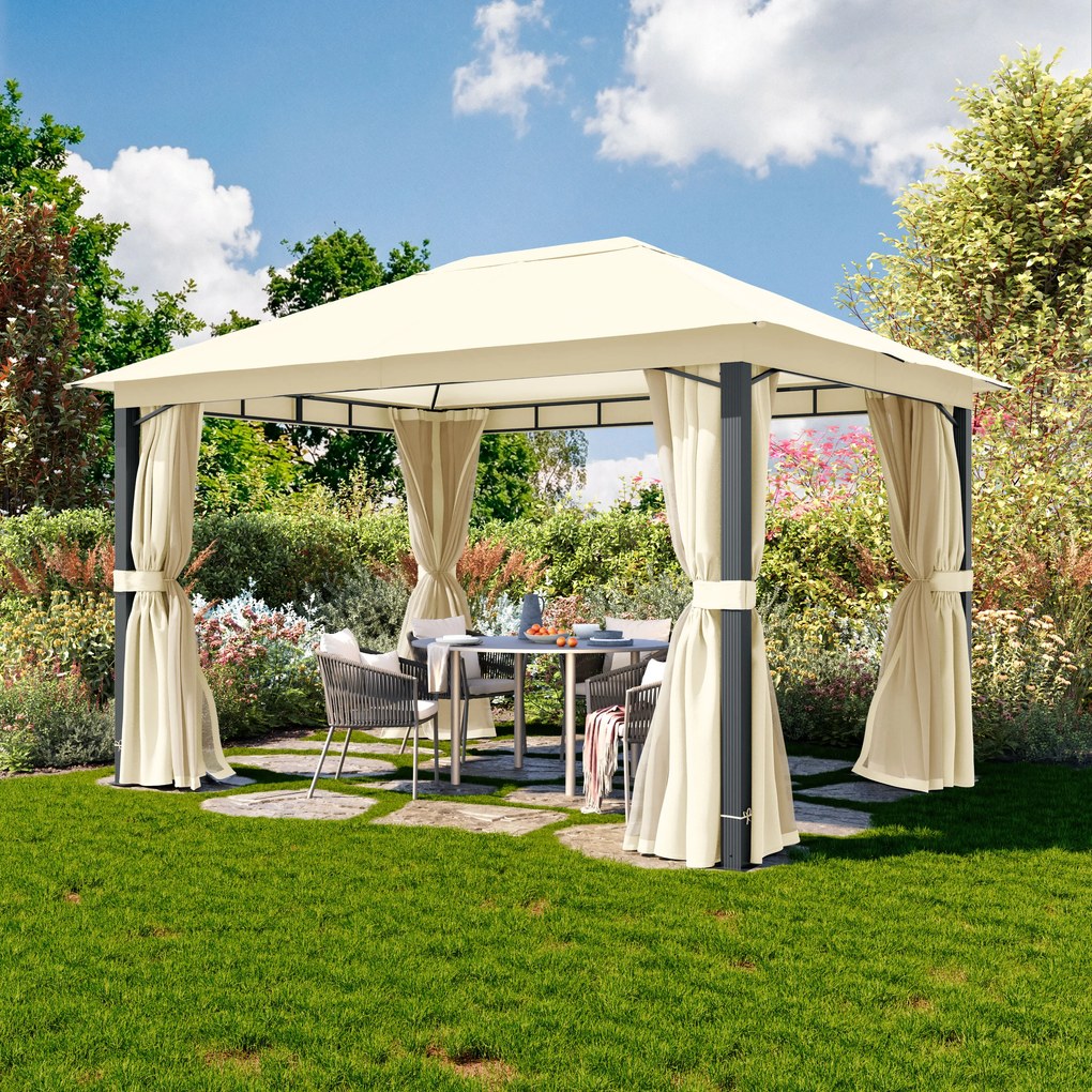 TOOLPORT Gazebo da giardino 3x4m, Softtop, 4 teli laterali, crema - (300685)
