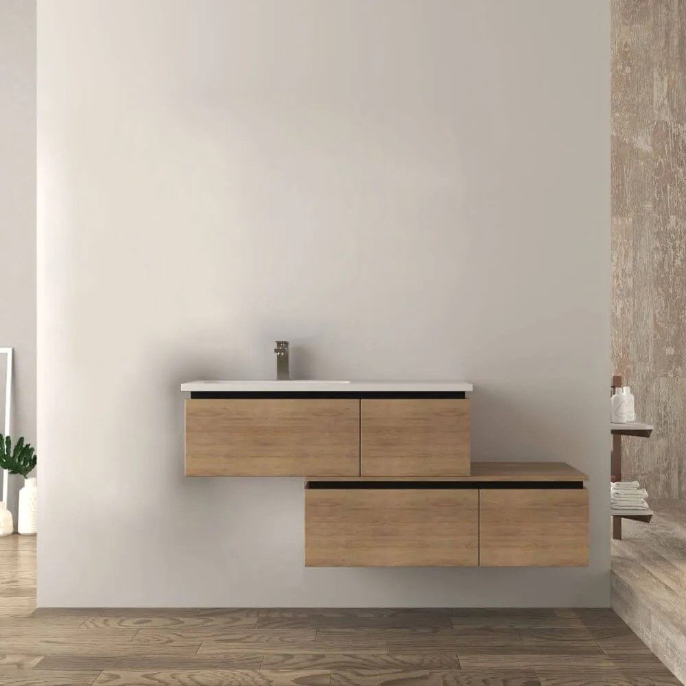 Mobile bagno sospeso rovere 140 cm