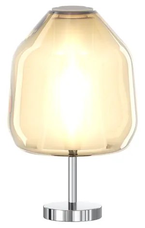 Lampada Contemporanea Double Skin Beta Metallo Cromo Vetro Ambra 1 Luce E27