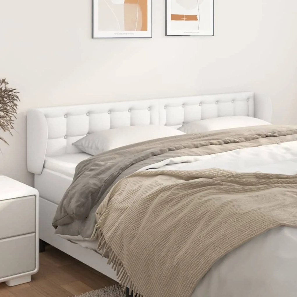 Testiera Ad Orecchio Bianca 163x23x78/88cm İn Similpelle /
