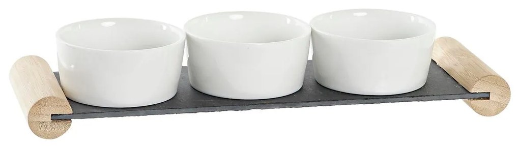 Vassoio per aperitivi DKD Home Decor 4 Pezzi Nero Lavagna Bianco Gres (33 x 10 x 5,8 cm)