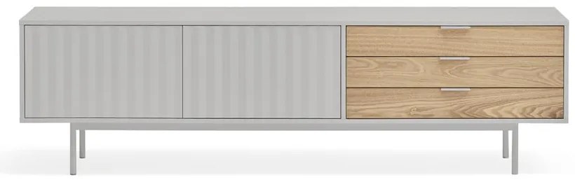 Mobile TV grigio-color legno naturale effetto rovere 180x52 cm Sierra - Teulat