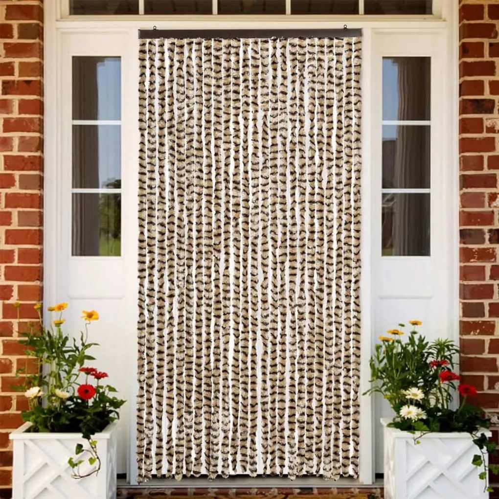 Tenda Antimosche Beige E Marrone 100x230 Cm İn Ciniglia /