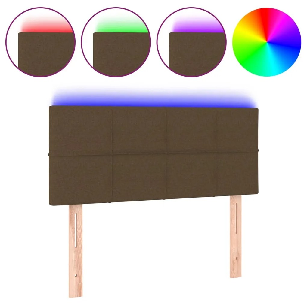 Testiera a led marrone scuro 80x5x78/88 cm in tessuto