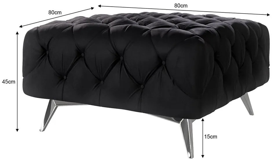 Poggiapiedi nero con rivestimento in velluto Chelsea – Ropez