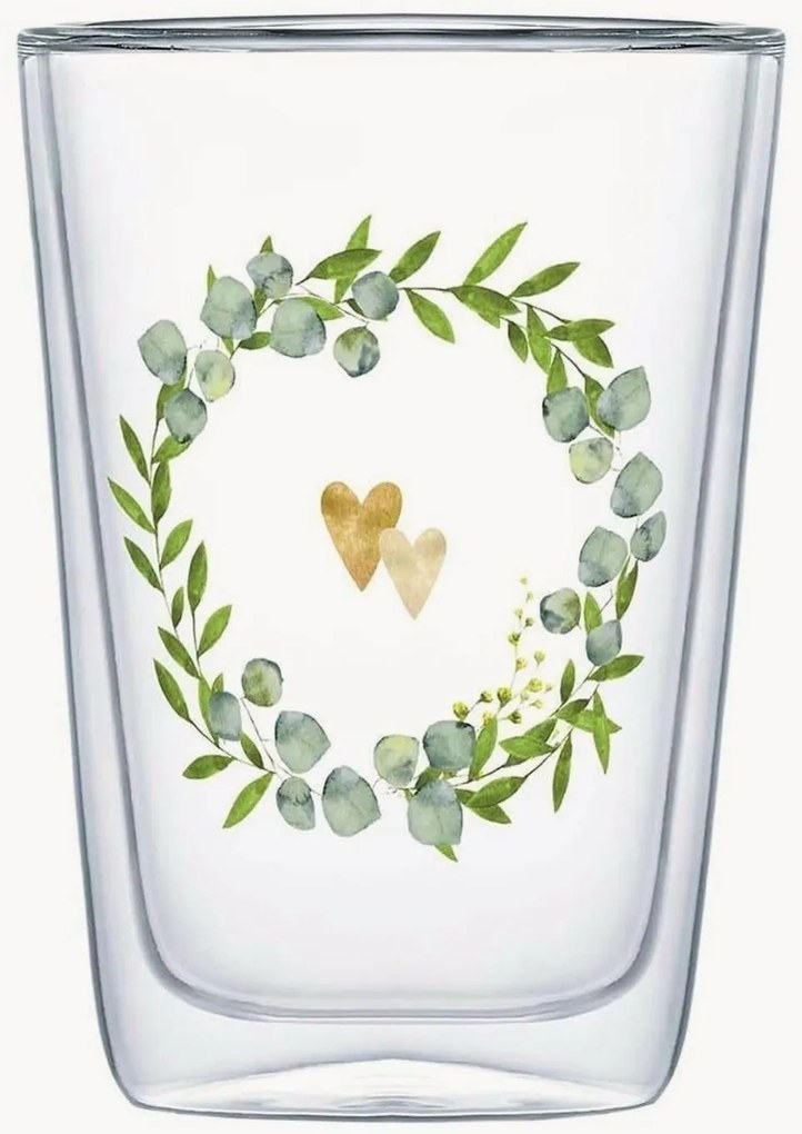 Bicchiere latte macchiato in vetro borosilicato Two Hearts