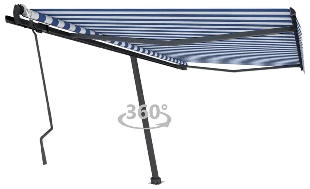 Tenda Retrattile Manuale Con Palo 450x300 Cm Blu/bianca /
