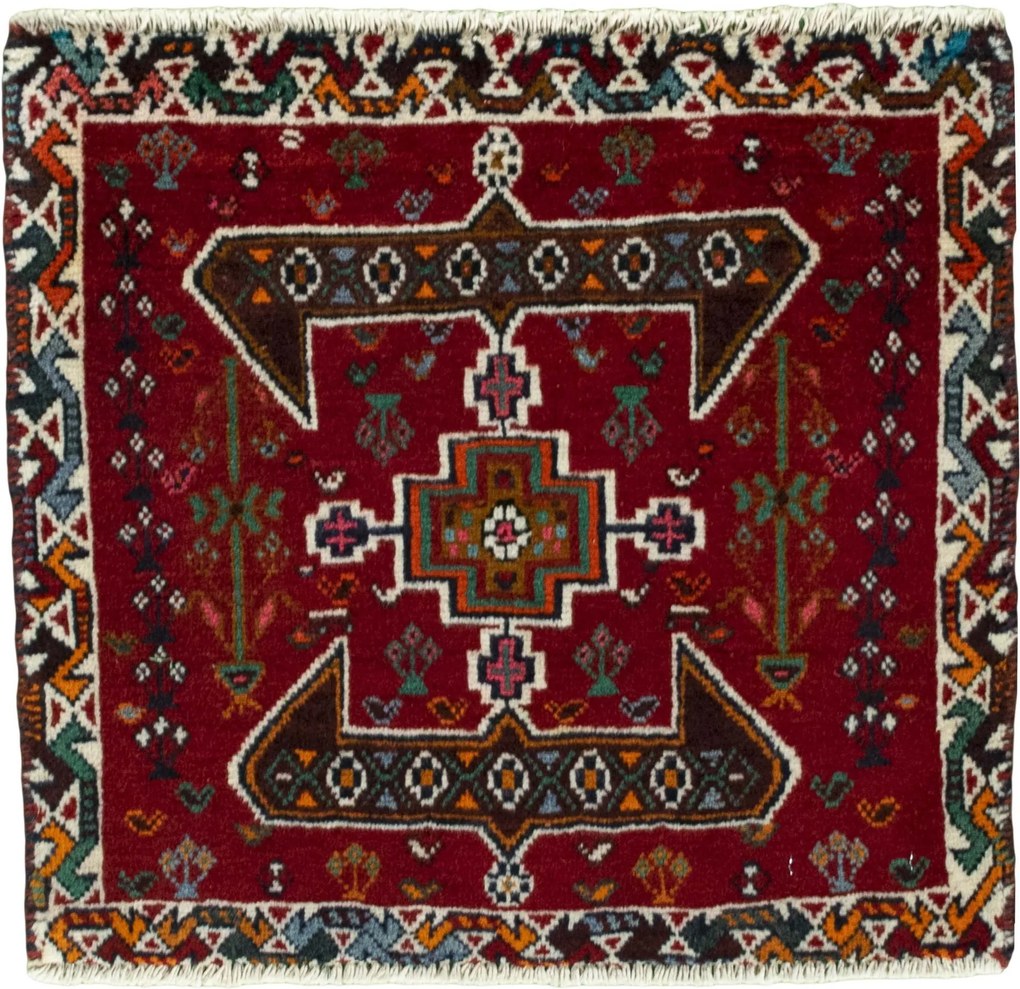 Shiraz Tappeto persiano 50 x 60 Rosso (Iran) Annodato A Mano