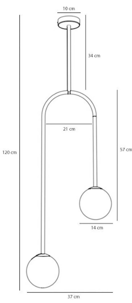 ALDEX Lampada a sospensione Näve, nero, metallo, vetro, a 2 luci