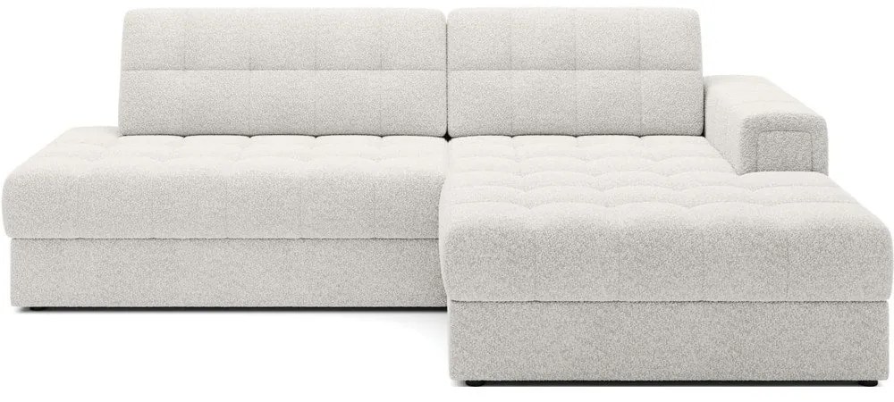 Divano angolare color crema allungabile (con penisola a destra/con chaise lounge) con rivestimento in bouclé Blezalt – ELTAP