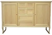 Madia credenza in legno 2 porte 6 cassetti legno grezzo l.140 p.43 h.90 - Mobili 2G