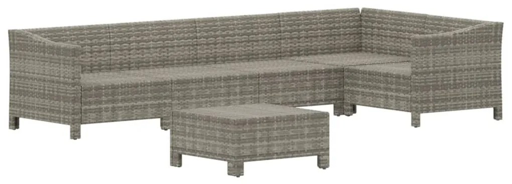 Set divani da giardino 6 pz con cuscini in polyrattan grigio