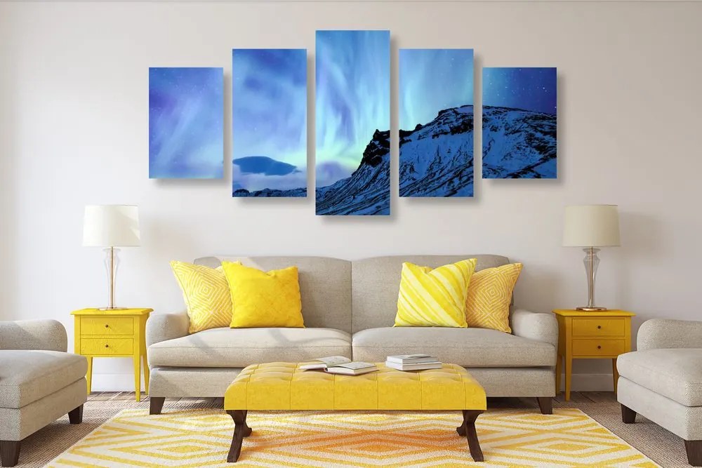 Quadri 5 pezzi – Luce polare nordica