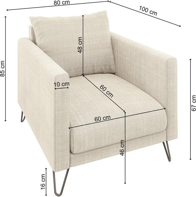 Poltrona color crema con rivestimento in ciniglia Freya – Ropez