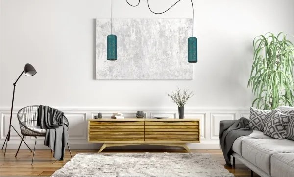 Lampadario a sospensione con filo AVALO 2xE27/60W/230V ragno turchese/oro