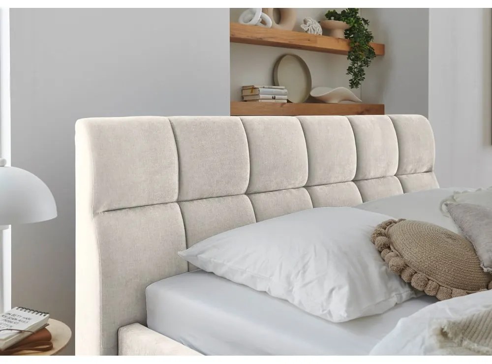 Letto matrimoniale imbottito beige rete non inclusa 180x200 cm Canyon – Meise Möbel